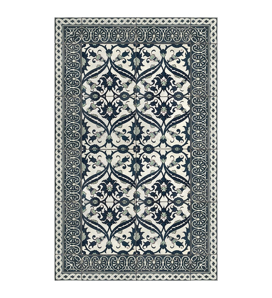 Vinyl Floor Mat | Beija Flor | Armenian Framed Classic Green