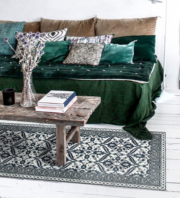 Vinyl Floor Mat | Beija Flor | Armenian Framed Classic Green
