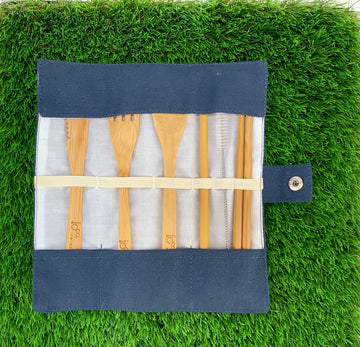 Re-Use Bamboo Cutlery Set | Navy
