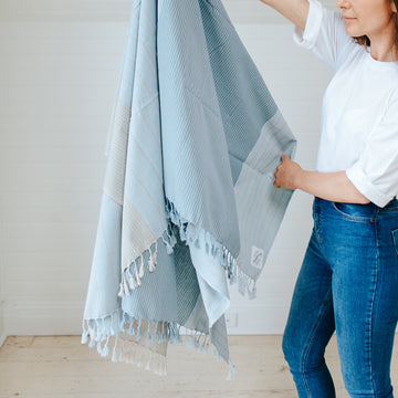 Hand Loom Throw | Hollow Coves | Blue