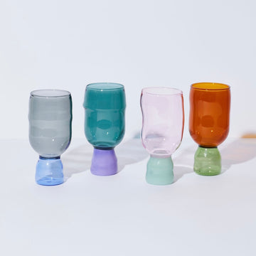 Show Pony Drinking Glasses in Pink/Aqua + Amber/Green