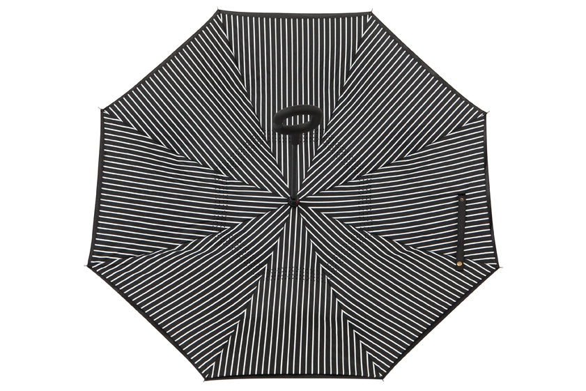 Reverse Umbrella | Black & White Pinstripe