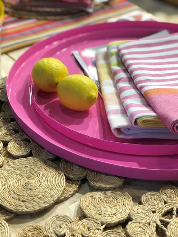 Set of Two Trays | Hot pink |  Powder Coated Iron