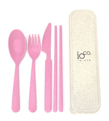 Wheat Straw Fibre Cutlery Set | Pink